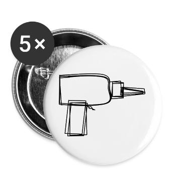 Bohrmaschine handgezeichnet - Buttons groß 56 mm (5er Pack) - Weiß - Vorne