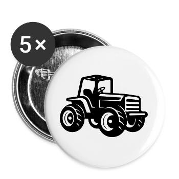 Traktor Schlepper Symbol - Buttons groß 56 mm (5er Pack) - Weiß - Vorne
