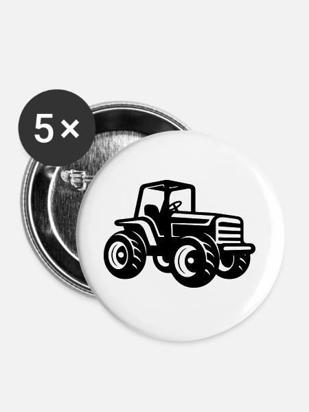 Traktor Schlepper Symbol - Buttons groß 56 mm (5er Pack) - Weiß