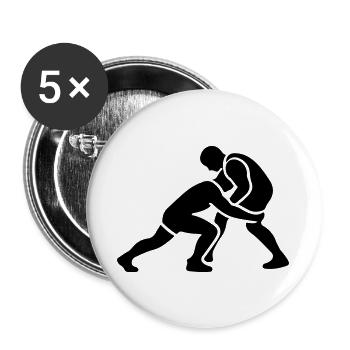 Ringen Ringer Zweikampf Symbol Schwarz - Buttons groß 56 mm (5er Pack) - Weiß - Vorne