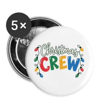 Christmas Crew – Buntes Weihnachtsgruppenmotiv - Buttons groß 56 mm (5er Pack) - Weiß - Vorne