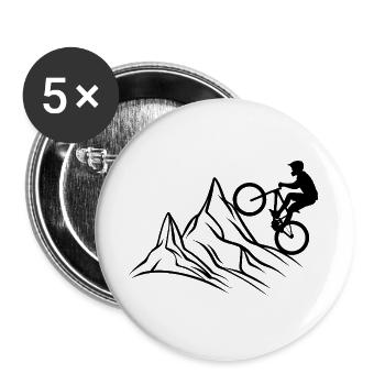 Mountainbike Berge - Buttons groß 56 mm (5er Pack) - Weiß - Vorne