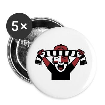 Jubelnder Fussballfan Icon - Buttons groß 56 mm (5er Pack) - Weiß - Vorne