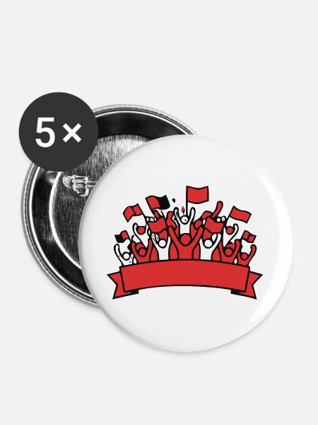 Fussball Fankurve Banner Grafik - Buttons groß 56 mm (5er Pack) - Weiß