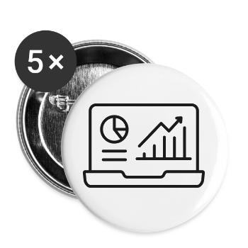 Business Analytics Laptop Zeilen-Symbol - Buttons groß 56 mm (5er Pack) - Weiß - Vorne