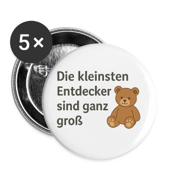 Kleine Entdecker, große Abenteuer - Buttons groß 56 mm (5er Pack) - Weiß - Vorne