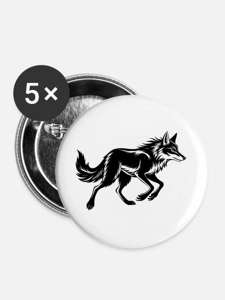 Kojotenlauf - Buttons groß 56 mm (5er Pack) - Weiß