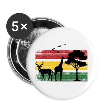 Afrika Safaritour Tiere Africa Five Urlaub - Buttons groß 56 mm (5er Pack) - Weiß - Vorne