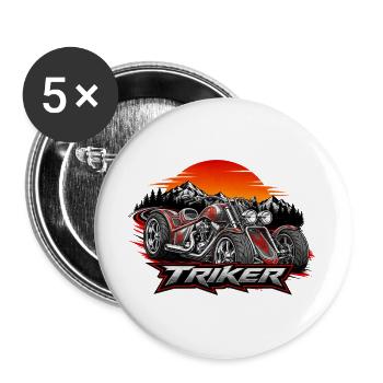Triker Dreirad Motorrad Grafik Designtribals  - Buttons groß 56 mm (5er Pack) - Weiß - Vorne