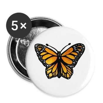 Monarch-Sonnenuntergangsschmetterling - Buttons groß 56 mm (5er Pack) - Weiß - Vorne
