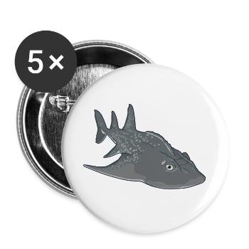 Bowmouth-Gitarrenrochen Cartoon-Stil - Buttons groß 56 mm (5er Pack) - Weiß - Vorne