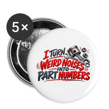 Mechaniker seltsamer Lärm-Diagnosehumor - Buttons groß 56 mm (5er Pack) - Weiß - Vorne