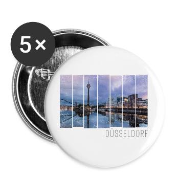 Düsseldorf in Nordrhein Westfalen mit Skyline - Buttons groß 56 mm (5er Pack) - Weiß - Vorne