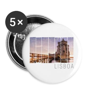 Lissabon Portugal Retro Torre de Belém Souvenir - Buttons groß 56 mm (5er Pack) - Weiß - Vorne