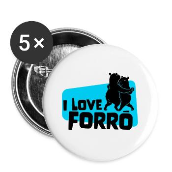I Love Forro – Tanzende Capybaras, Forro Statement - Buttons groß 56 mm (5er Pack) - Weiß - Vorne