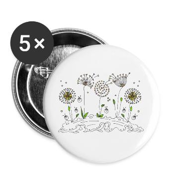 Blumen - Buttons groß 56 mm (5er Pack) - Weiß - Vorne