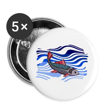 Fisch - Buttons groß 56 mm (5er Pack) - Weiß - Vorne