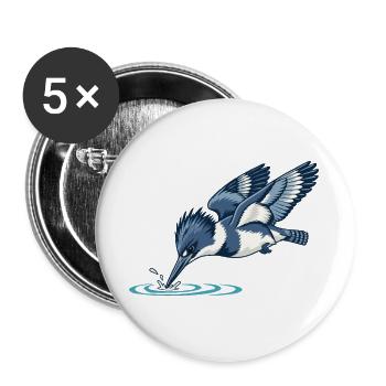 Gürtel-Eisvögeltauchen - Buttons groß 56 mm (5er Pack) - Weiß - Vorne