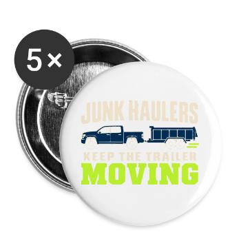 Müllbeseitigungs-transport-team Lade Transport - Buttons groß 56 mm (5er Pack) - Weiß - Vorne