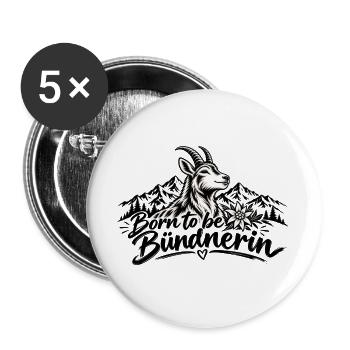 Born to Be Bündnerin mit Blume - Buttons groß 56 mm (5er Pack) - Weiß - Vorne