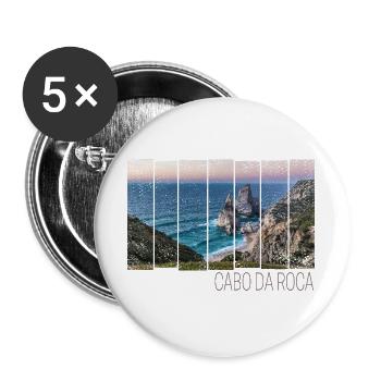 Cabo da Roca in Portugal mit Praia da Ursa Strand - Buttons groß 56 mm (5er Pack) - Weiß - Vorne