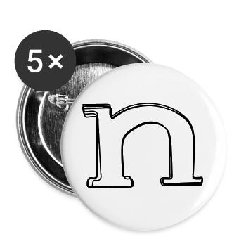 Kleinbuchstabe n handgezeichnet - Buttons groß 56 mm (5er Pack) - Weiß - Vorne