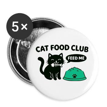 Cat Food Club Katzen Logo - Buttons groß 56 mm (5er Pack) - Weiß - Vorne