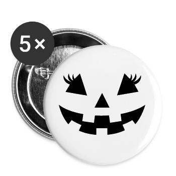Mitternachts-Kürbis-Silhouette - Buttons groß 56 mm (5er Pack) - Weiß - Vorne
