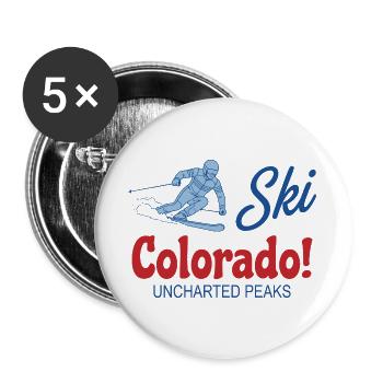 Retro Ski Colorado Unerforschte Gipfel - Buttons groß 56 mm (5er Pack) - Weiß - Vorne