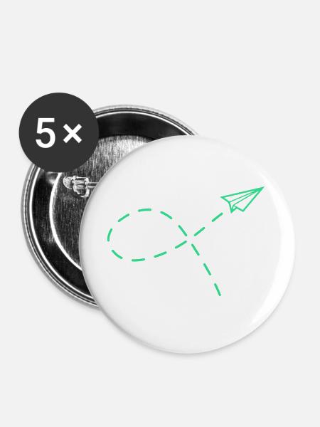 Papierflug Neon Reise - Buttons groß 56 mm (5er Pack) - Weiß