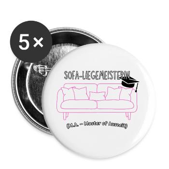 Sofa-Liegemeisterin - Buttons groß 56 mm (5er Pack) - Weiß - Vorne