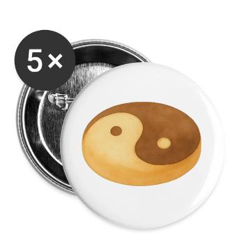 Yin-Yang-Keks - Buttons groß 56 mm (5er Pack) - Weiß - Vorne