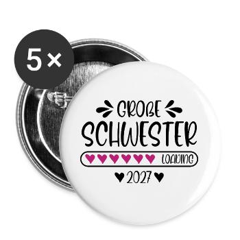 Große Schwester 2027  - Buttons groß 56 mm (5er Pack) - Weiß - Vorne