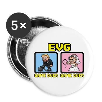 Junggesellenabschied, Junggesellenabschied, Hochzeit - Buttons groß 56 mm (5er Pack) - Weiß - Vorne