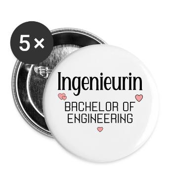 Studium Ingenieurwissenschaften Ingenieurin - Buttons groß 56 mm (5er Pack) - Weiß - Vorne