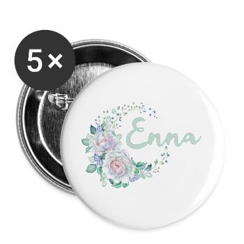 Enna Blütenname Aquarell - Buttons groß 56 mm (5er Pack) - Weiß - Vorne
