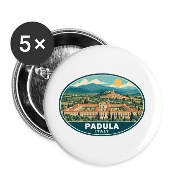 Erleben Sie Padula in Italien Campania Heritage - Buttons groß 56 mm (5er Pack) - Weiß - Vorne