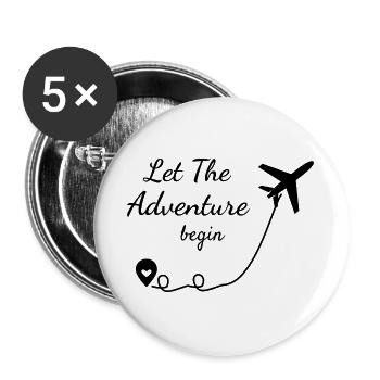Reisen - Let The Adventure Begin - Reiselust - Buttons groß 56 mm (5er Pack) - Weiß - Vorne