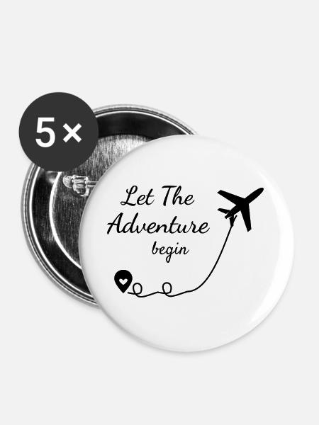 Reisen - Let The Adventure Begin - Reiselust - Buttons groß 56 mm (5er Pack) - Weiß