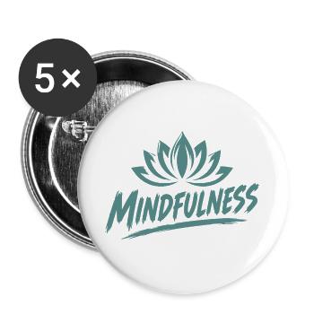 Mindfulness Achtsamkeit Lotusblumen Meditation - Buttons groß 56 mm (5er Pack) - Weiß - Vorne