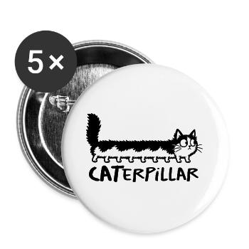 Chat chenille CATerpillar - Buttons groß 56 mm (5er Pack) - Weiß - Vorne