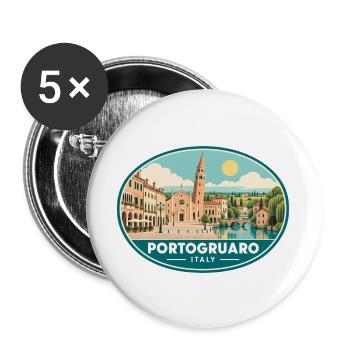 Erleben Sie Portogruaro in Veneto Travel - Buttons groß 56 mm (5er Pack) - Weiß - Vorne