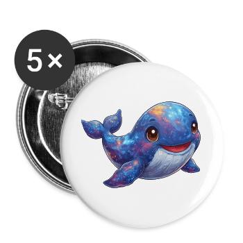 Kosmischer Wal im Sternenmeer - Buttons groß 56 mm (5er Pack) - Weiß - Vorne