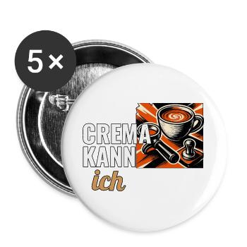 Hobby Barista Geschenk für die erste Siebträger - Buttons groß 56 mm (5er Pack) - Weiß - Vorne
