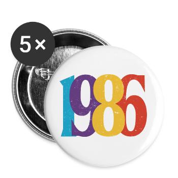 1986 Geburtstag geboren in 1986 Vintage-Retro-Geschenk - Buttons groß 56 mm (5er Pack) - Weiß - Vorne