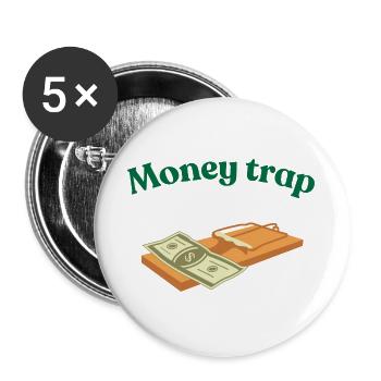 Geld - Buttons groß 56 mm (5er Pack) - Weiß - Vorne