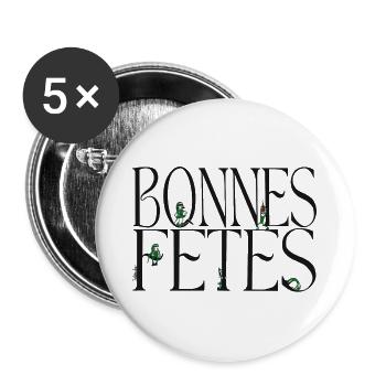 Frohe festliche Monster-Feiertage - Buttons groß 56 mm (5er Pack) - Weiß - Vorne