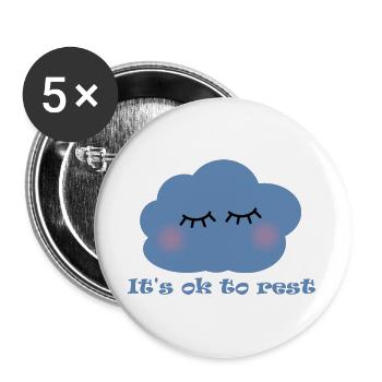 Es ist okay zu ruhen – süße Ästhetik für psychische Gesundheit - Buttons groß 56 mm (5er Pack) - Weiß - Vorne