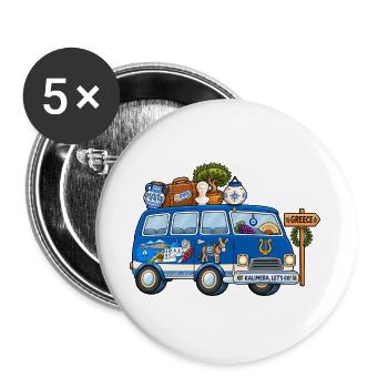 Griechenland Camper Wohnmobil - Buttons groß 56 mm (5er Pack) - Weiß - Vorne