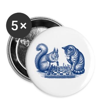 Eichhörnchen Katze Schach - Buttons groß 56 mm (5er Pack) - Weiß - Vorne